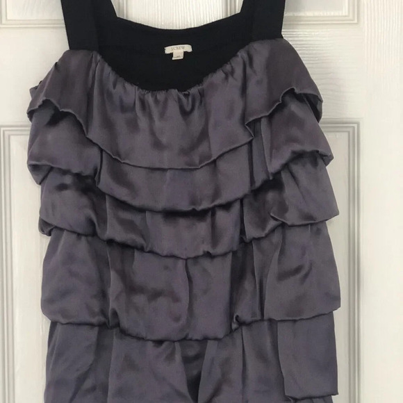 J. CREW -  Women’s SILK Blouse Tank Ruffle‎ Top Sz Medium Elastic Straps … - Picture 4 of 8